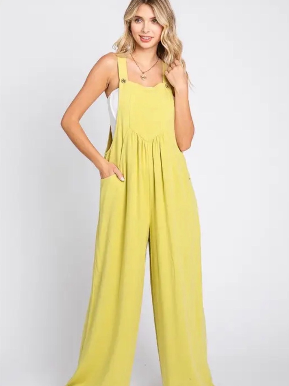 Lemon Wide-Leg Jumpsuit with Adjustable Straps